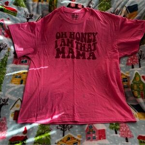 Gildan Pink Graphic Tee with Bold Text